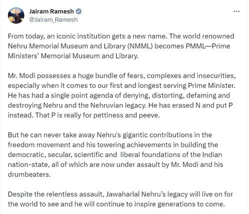 Despite Relentless Assault, Nehru's Legacy Will Live On': Congress On  Renaming Nehru Memorial Museum And Library